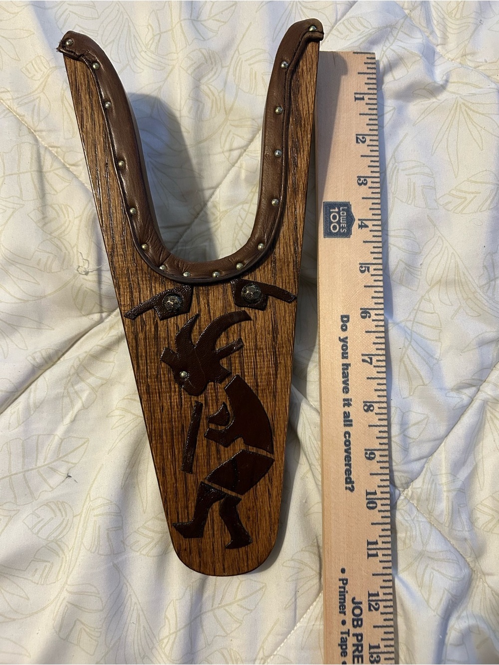 Rustic Brown Leather & Wood Kokopelli Boot Jack Southwest Fertility God Symbol - Picture 6 of 7